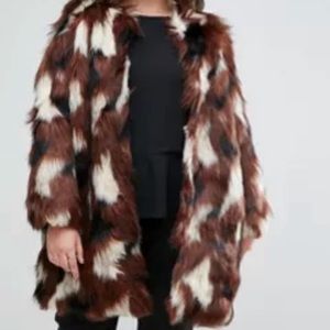 Faux fur patchwork coat pre loved